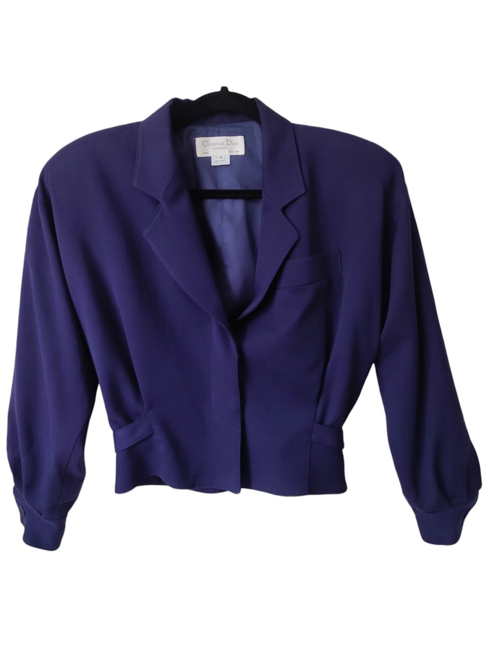 Vintage CHRISTIAN DIOR 100% Wool Blazer Sz 4 Blue Purple Separates Womens NWT